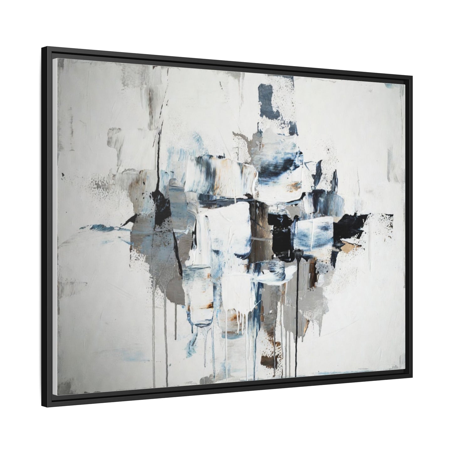 Framed Abstract Canvas Art — Blue Neutral Modern Wall Print