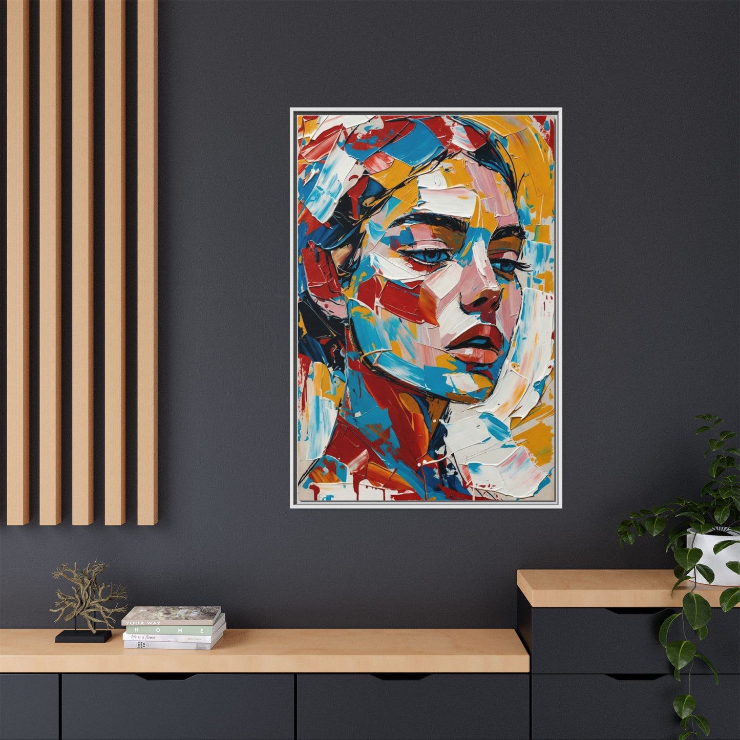 Colorful Abstract Portrait Framed Canvas Print