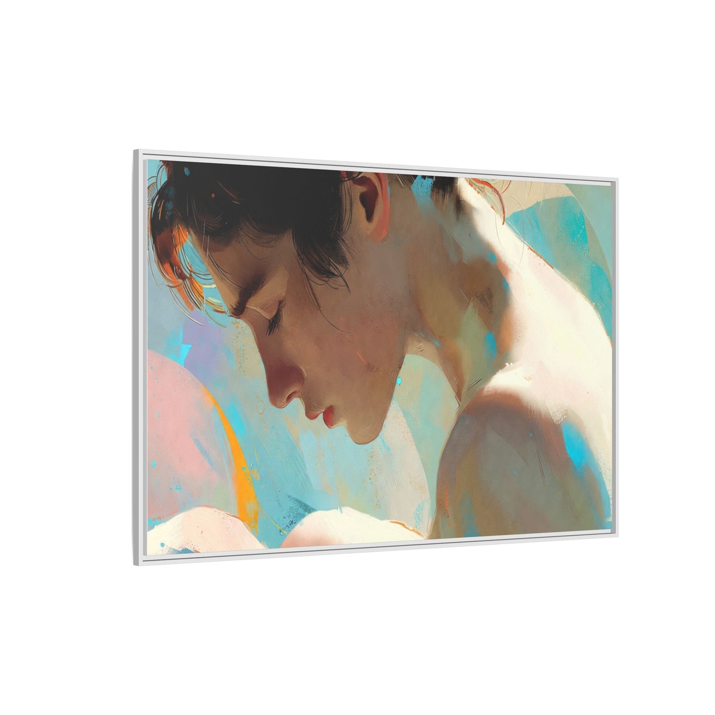 Framed Matte Canvas Print — Dreamy Portrait Art (Multi‑Color)
