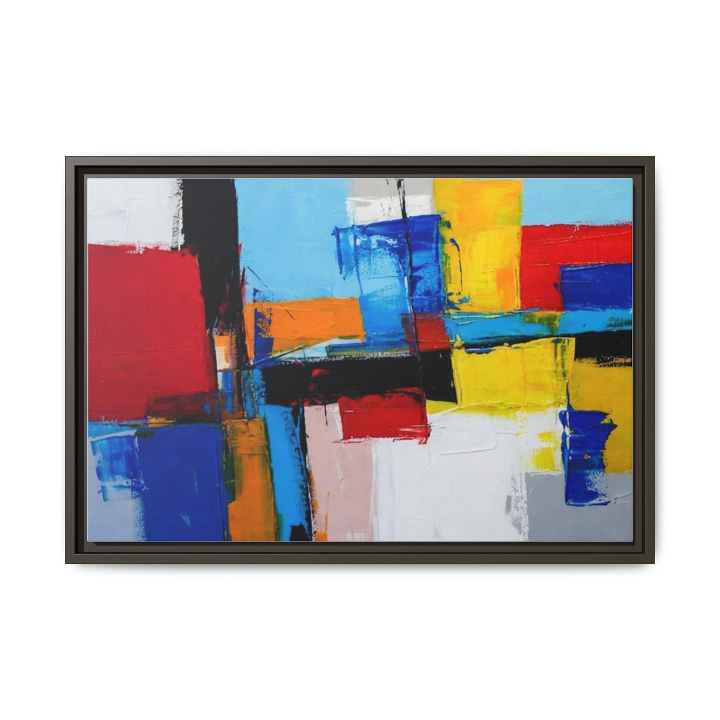 Abstract Color Block Matte Canvas Framed Wall Art