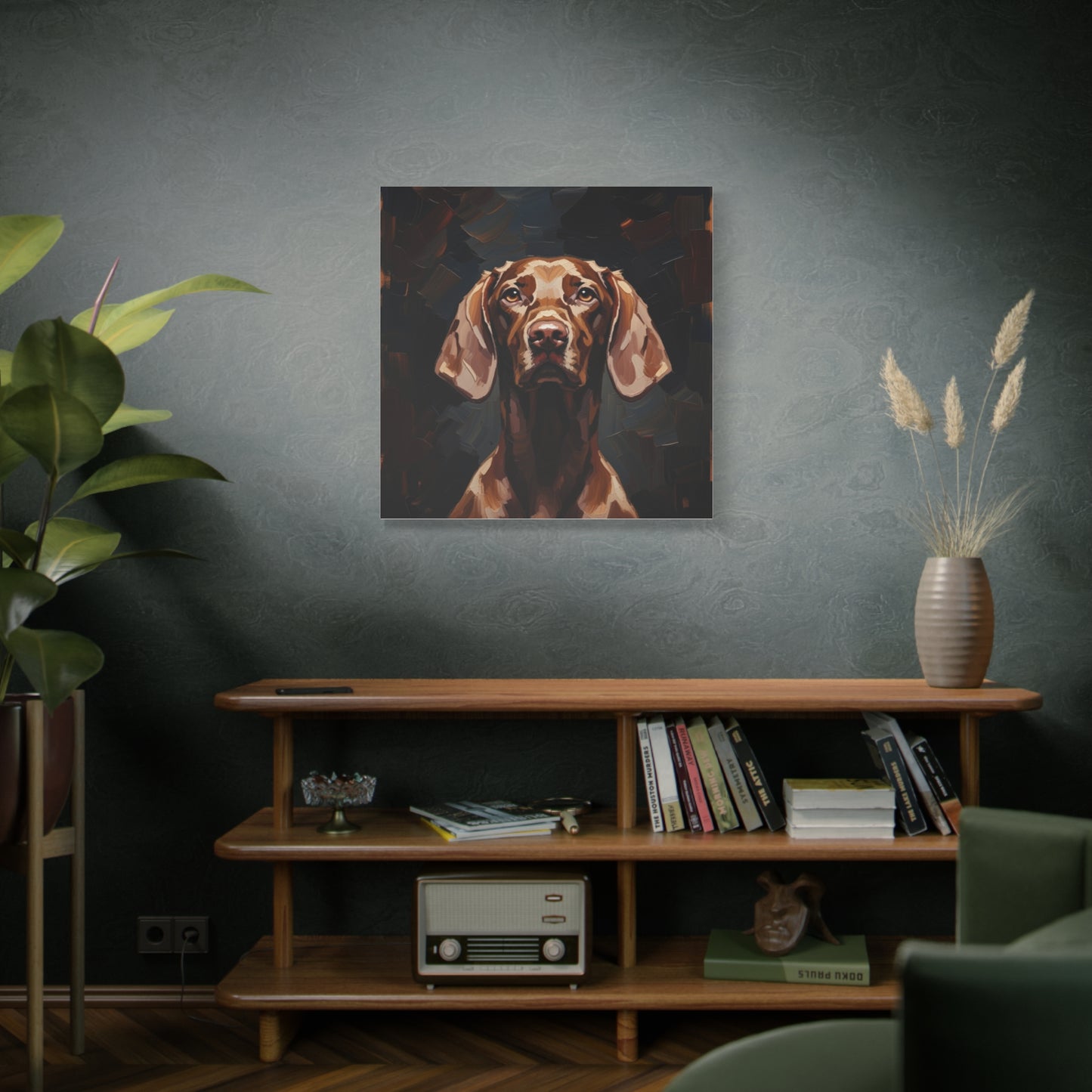 Chocolate Vizsla Canvas Wall Art — Matte Stretched Dog Portrait