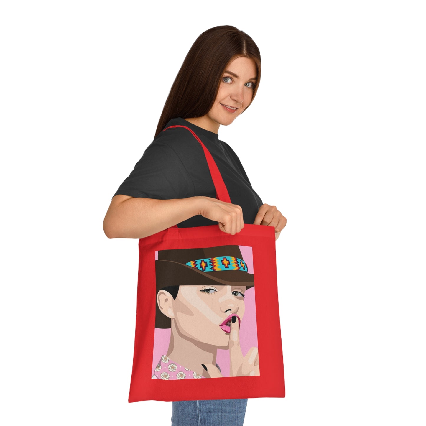 Pop Art Woman Tote Bag — Stylish Retro Portrait Cotton Shopper
