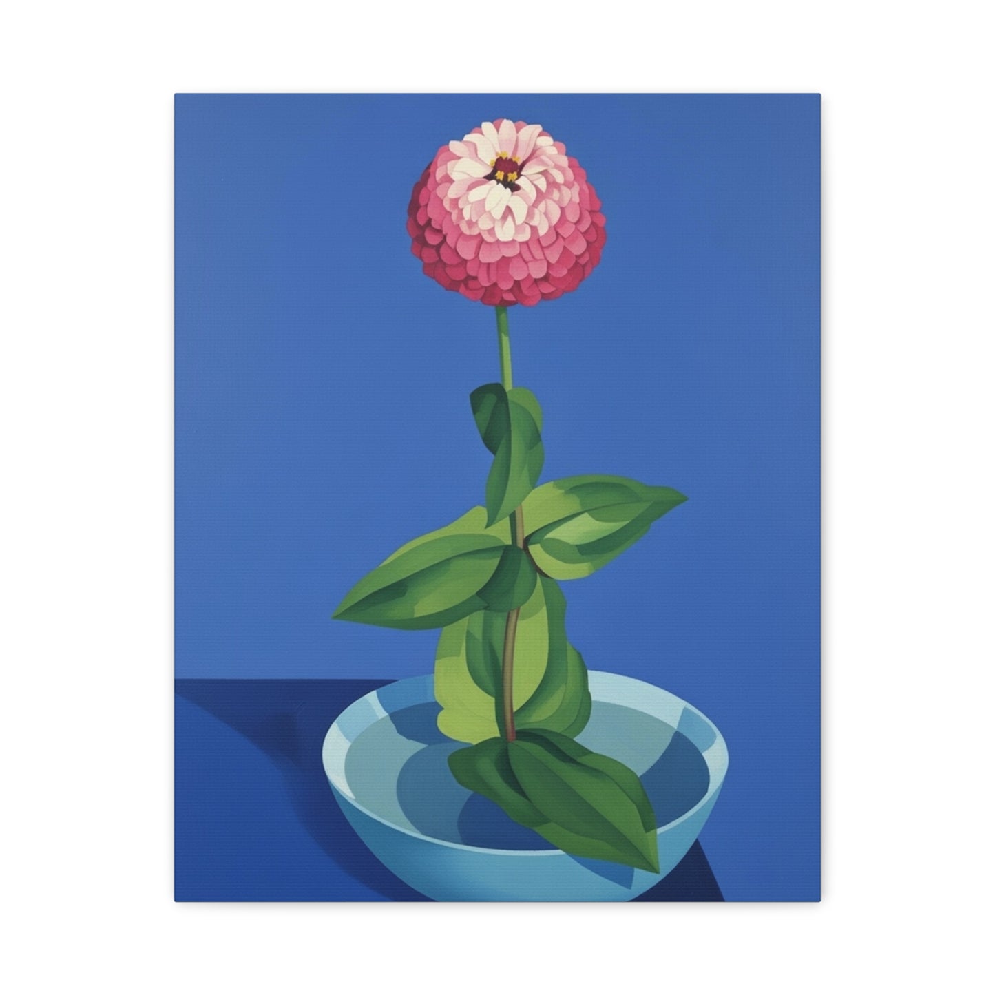 Pink Zinnia Still Life Matte Canvas Wall Art — Stretched 1.25"