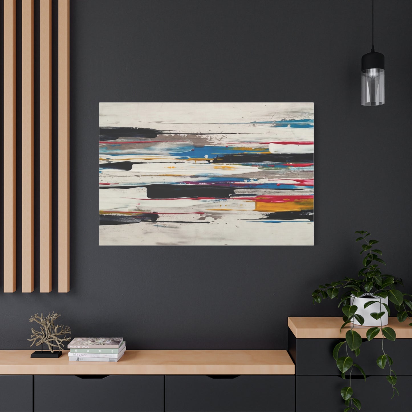 Abstract Color Streaks Matte Canvas Print — Modern Horizontal Wall Art