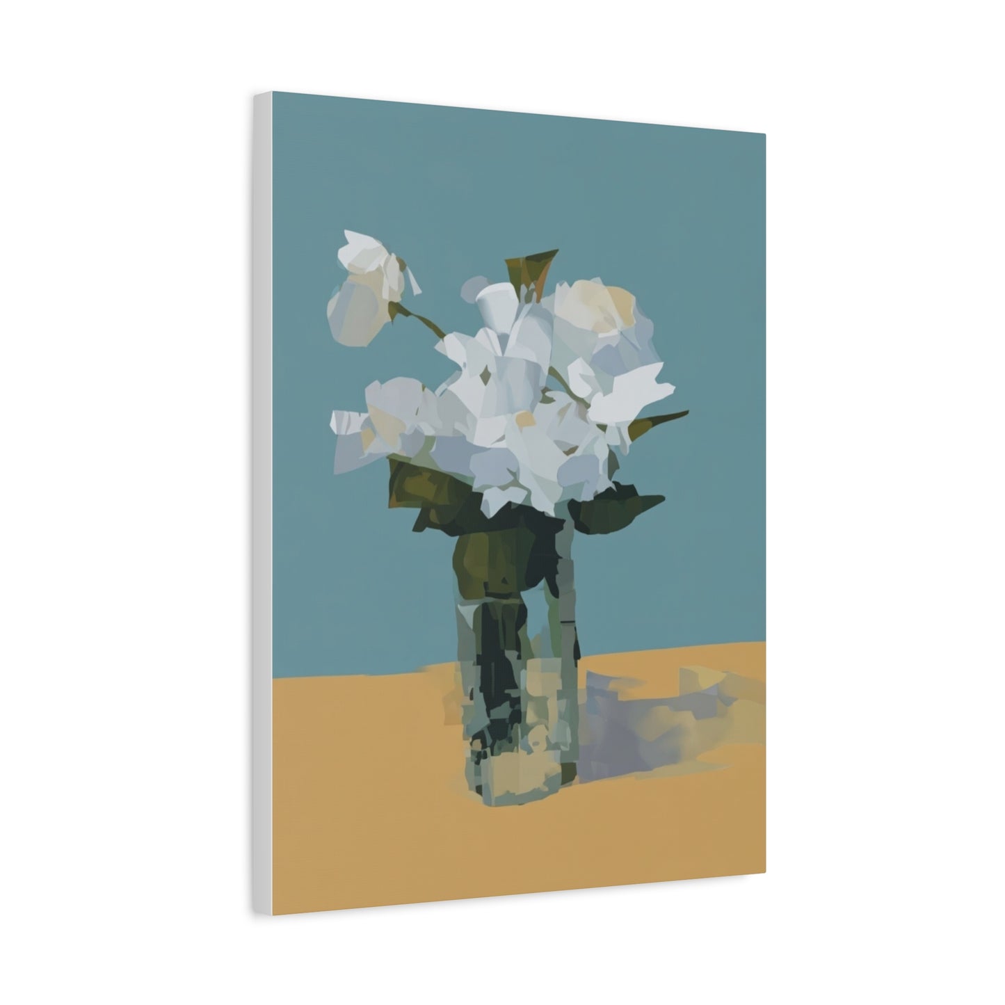 Abstract White Roses Canvas Art - Floral Vase Wall Decor