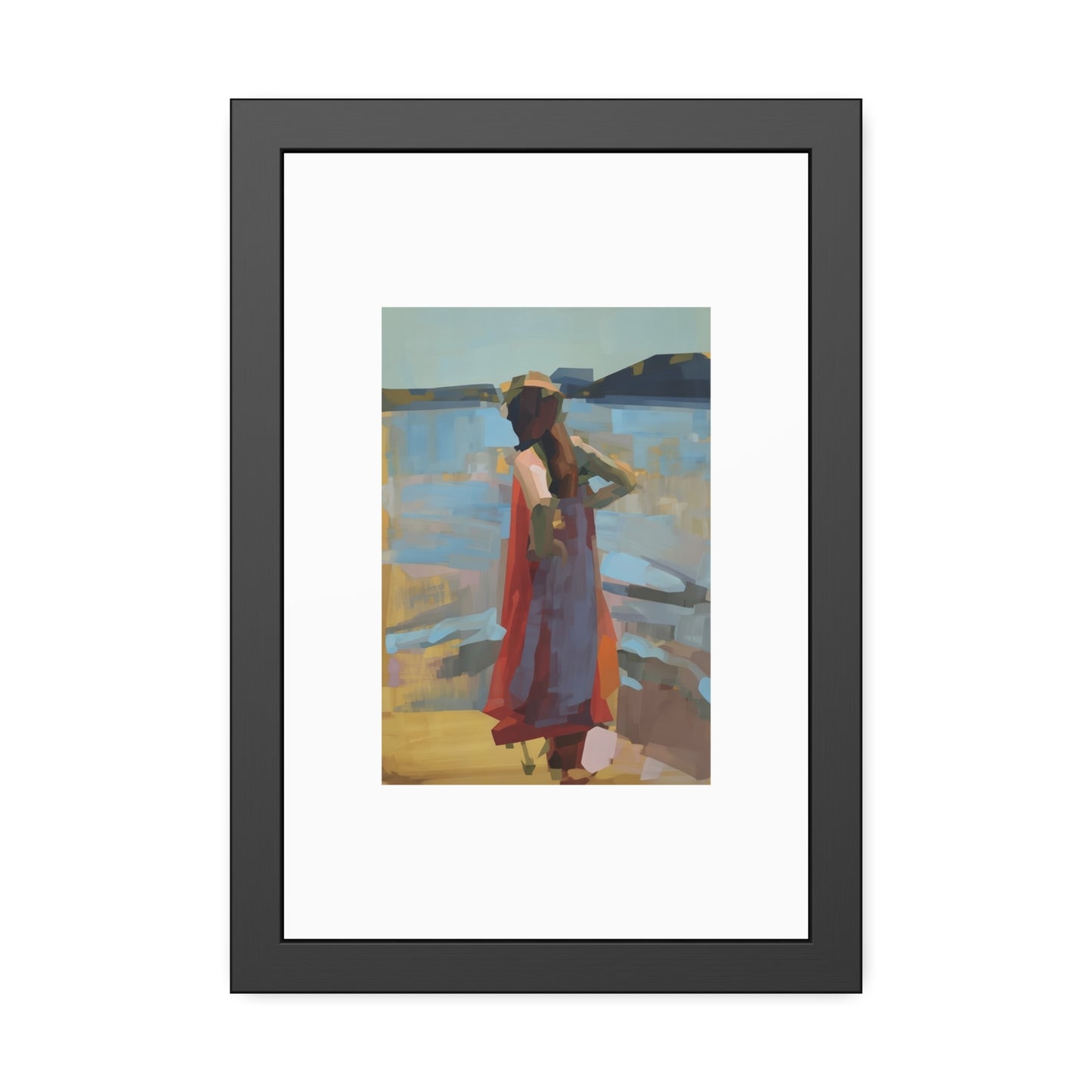 Framed Art Print — Woman at the Shore Impressionist Poster