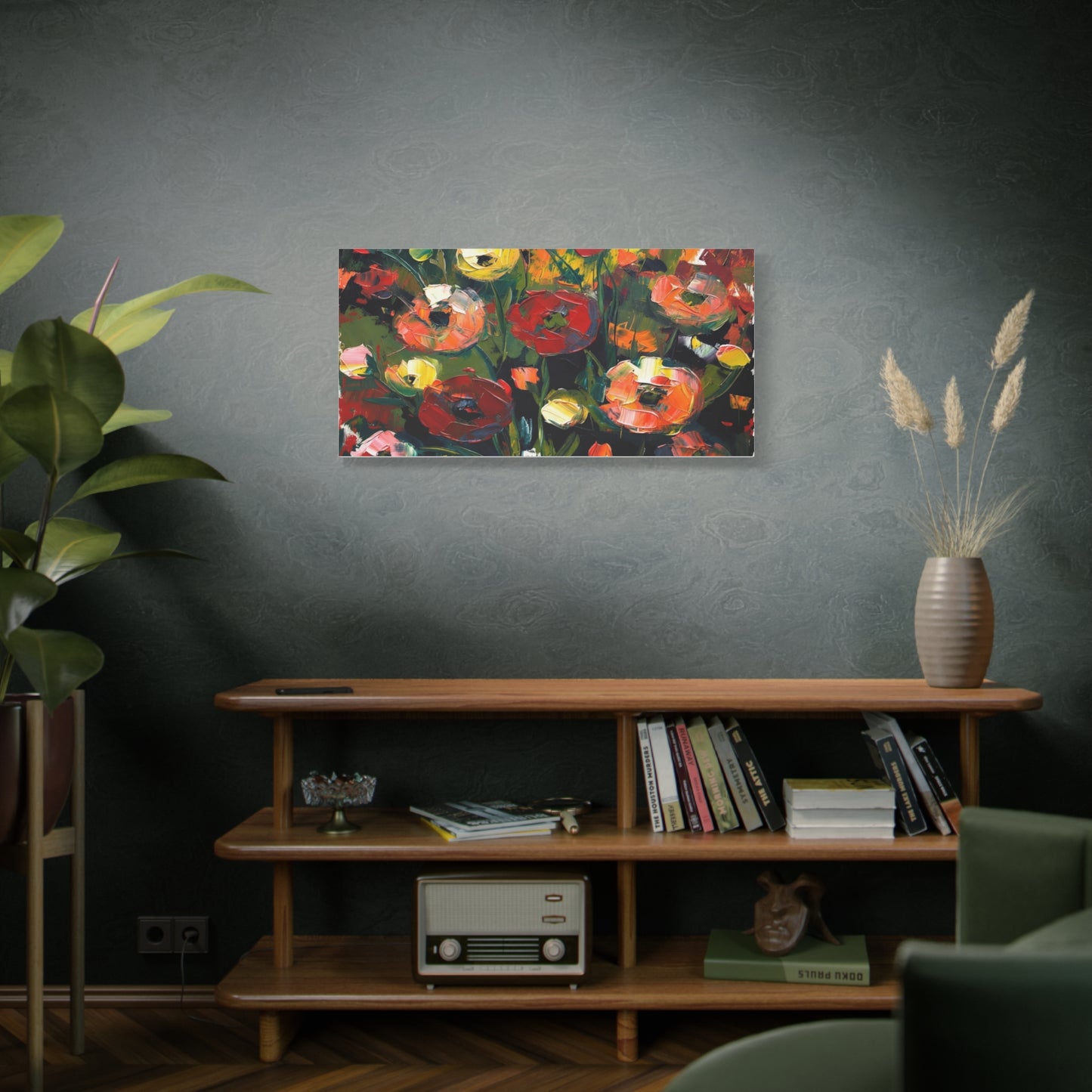 Bold Floral Abstract Canvas Print — Colorful Poppy Wall Art, Matte Stretched 1.25"