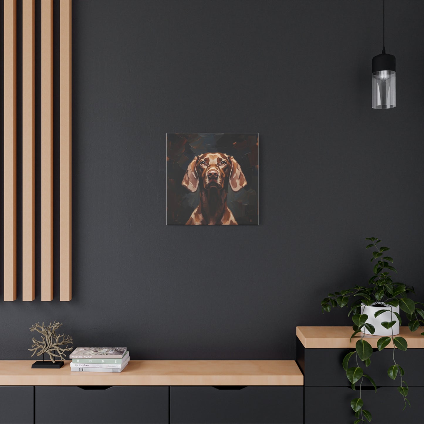 Chocolate Vizsla Canvas Wall Art — Matte Stretched Dog Portrait