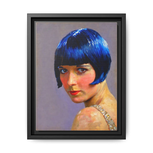 Framed Matte Canvas Art Print — Vintage Portrait with Blue Bob