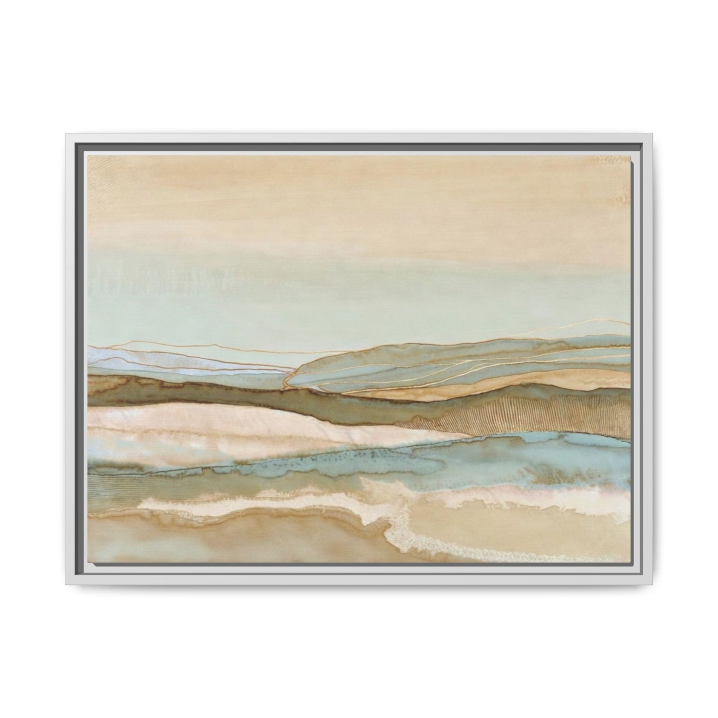 Framed Matte Canvas Coastal Abstract Landscape Wall Art