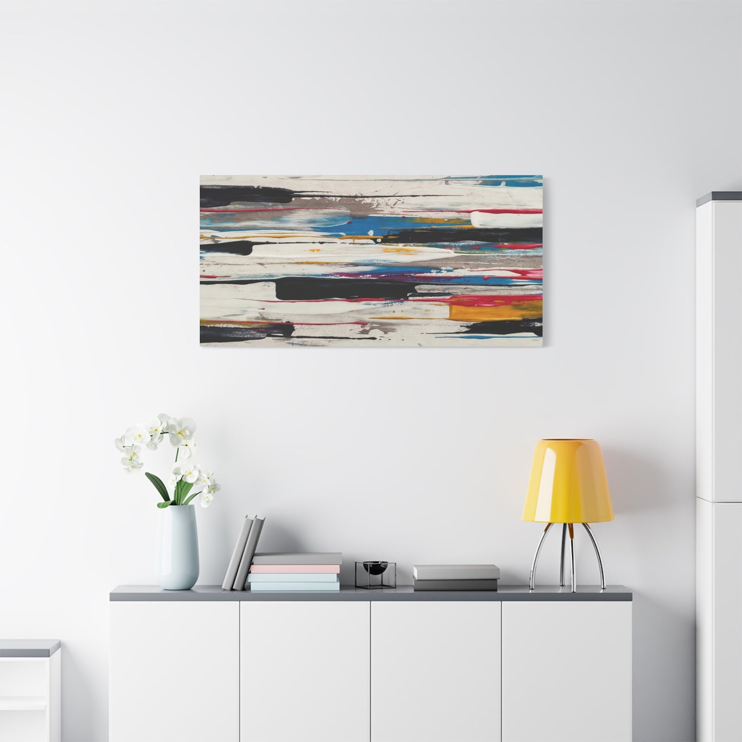 Abstract Color Streaks Matte Canvas Print — Modern Horizontal Wall Art