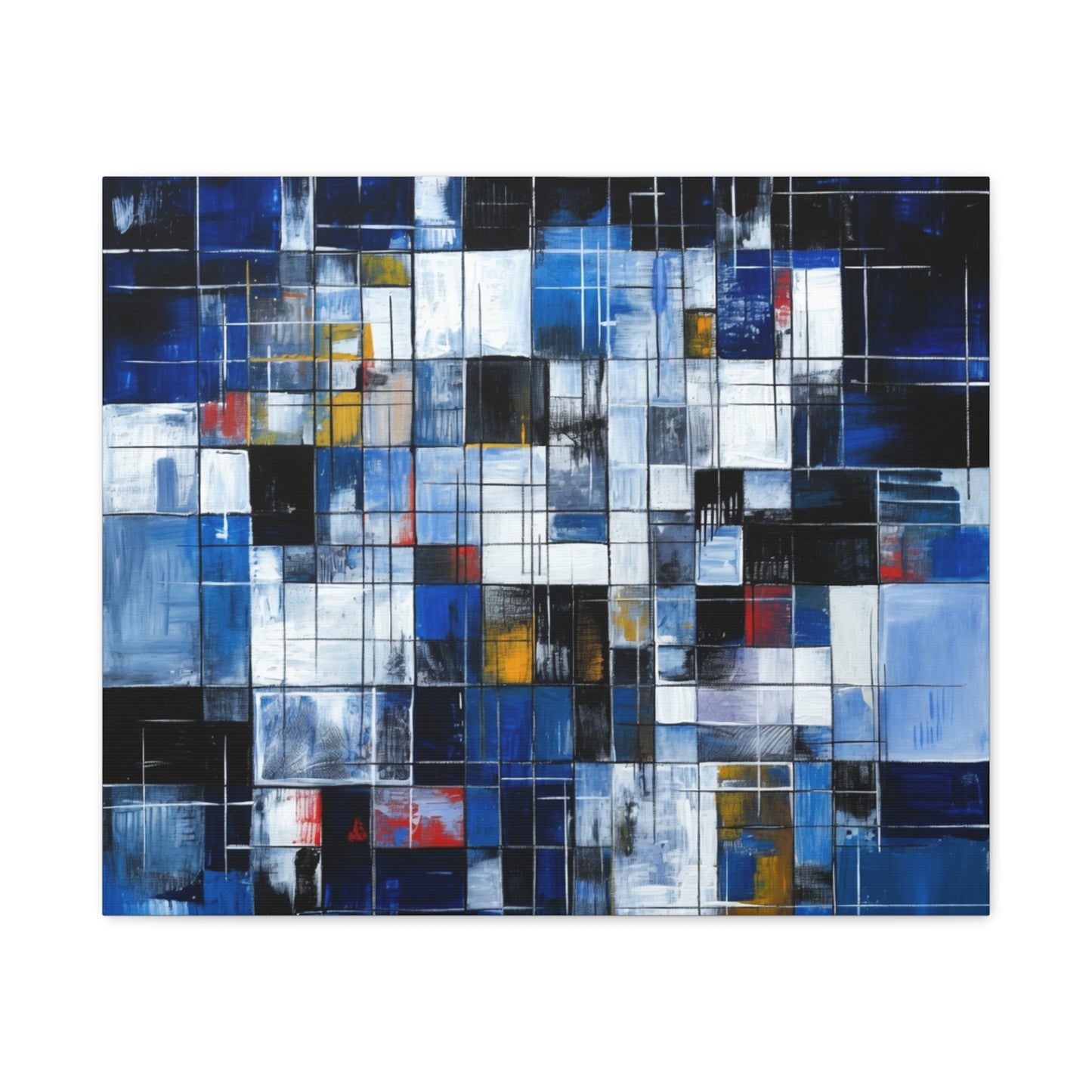Abstract Blue Grid Matte Stretched Canvas Wall Art (1.25")