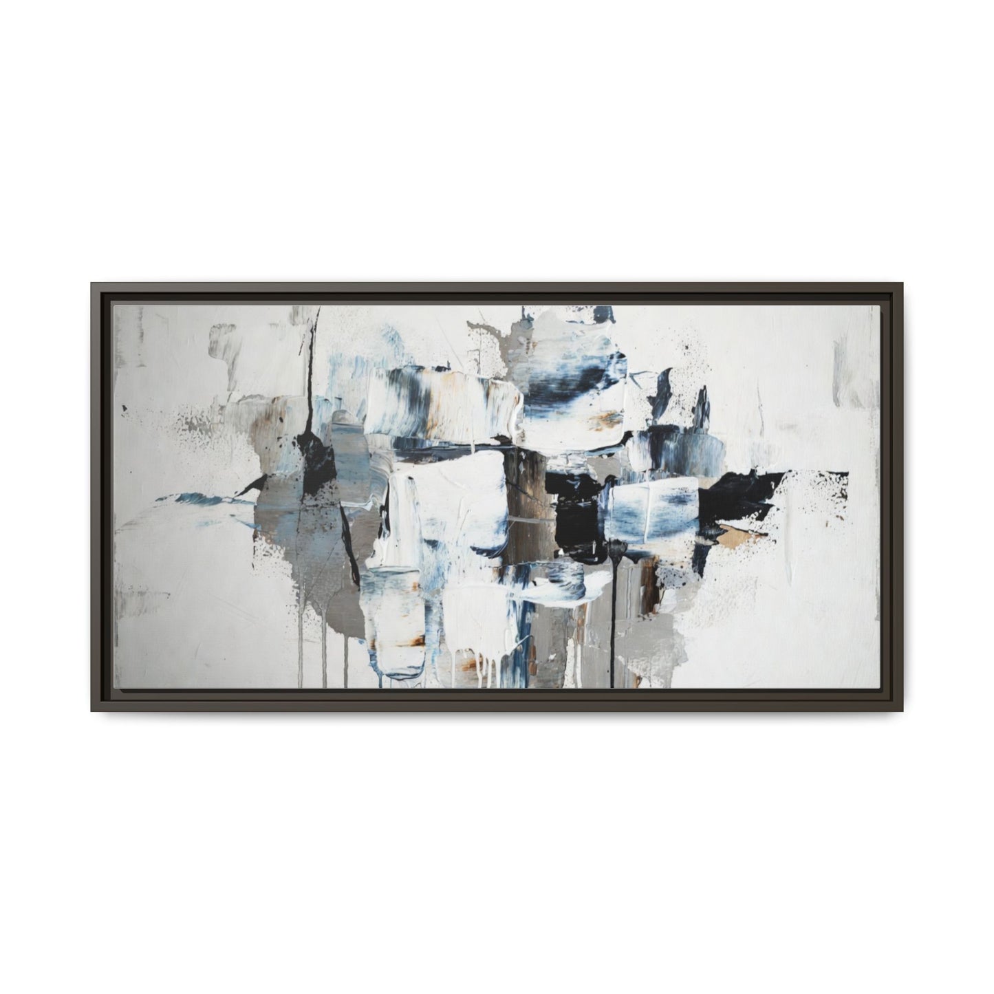 Framed Abstract Canvas Art — Blue Neutral Modern Wall Print