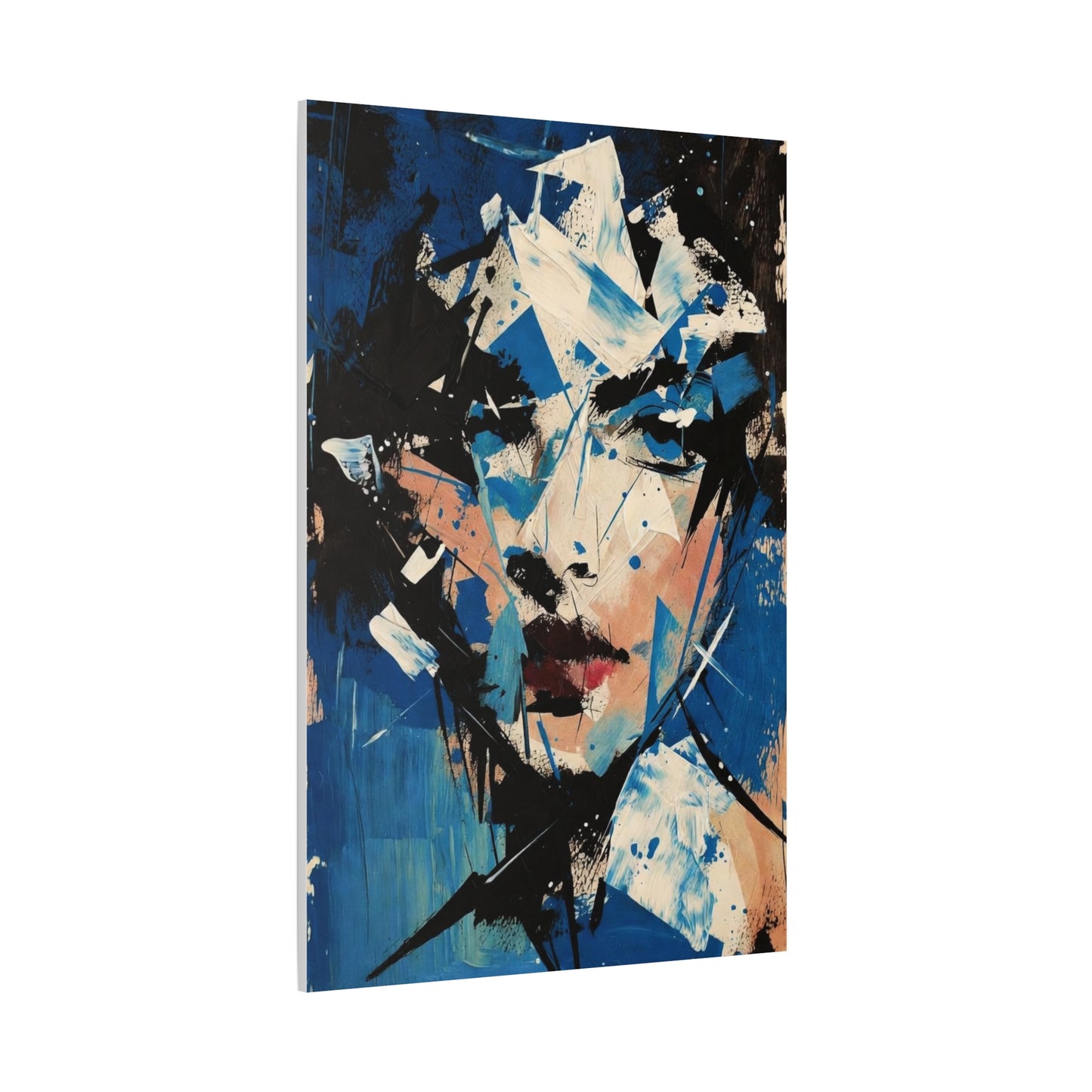 Abstract Blue Portrait Canvas Print — Modern Stretched Wall Art