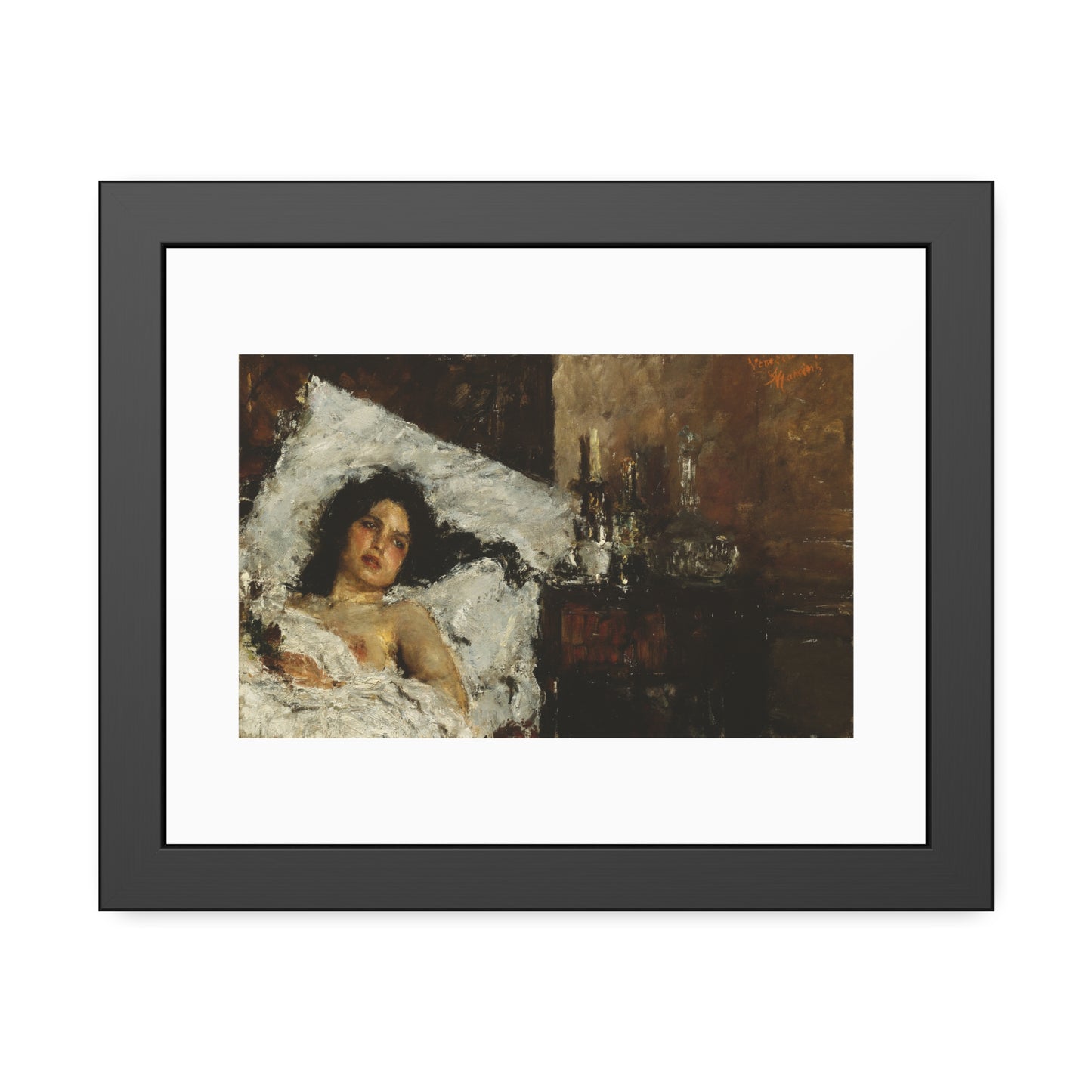 Resting by Antonio Mancini  Framed Poster Wall Art Print