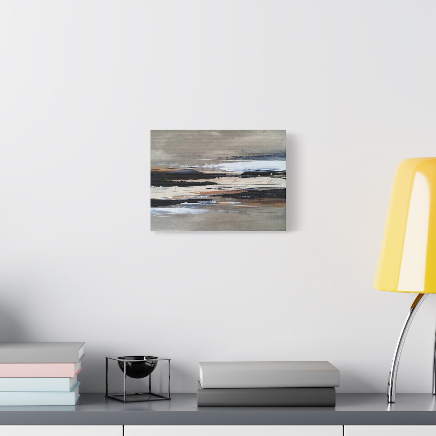 Abstract Coastal Landscape Canvas — Neutral Tones Matte Stretched Wall Art