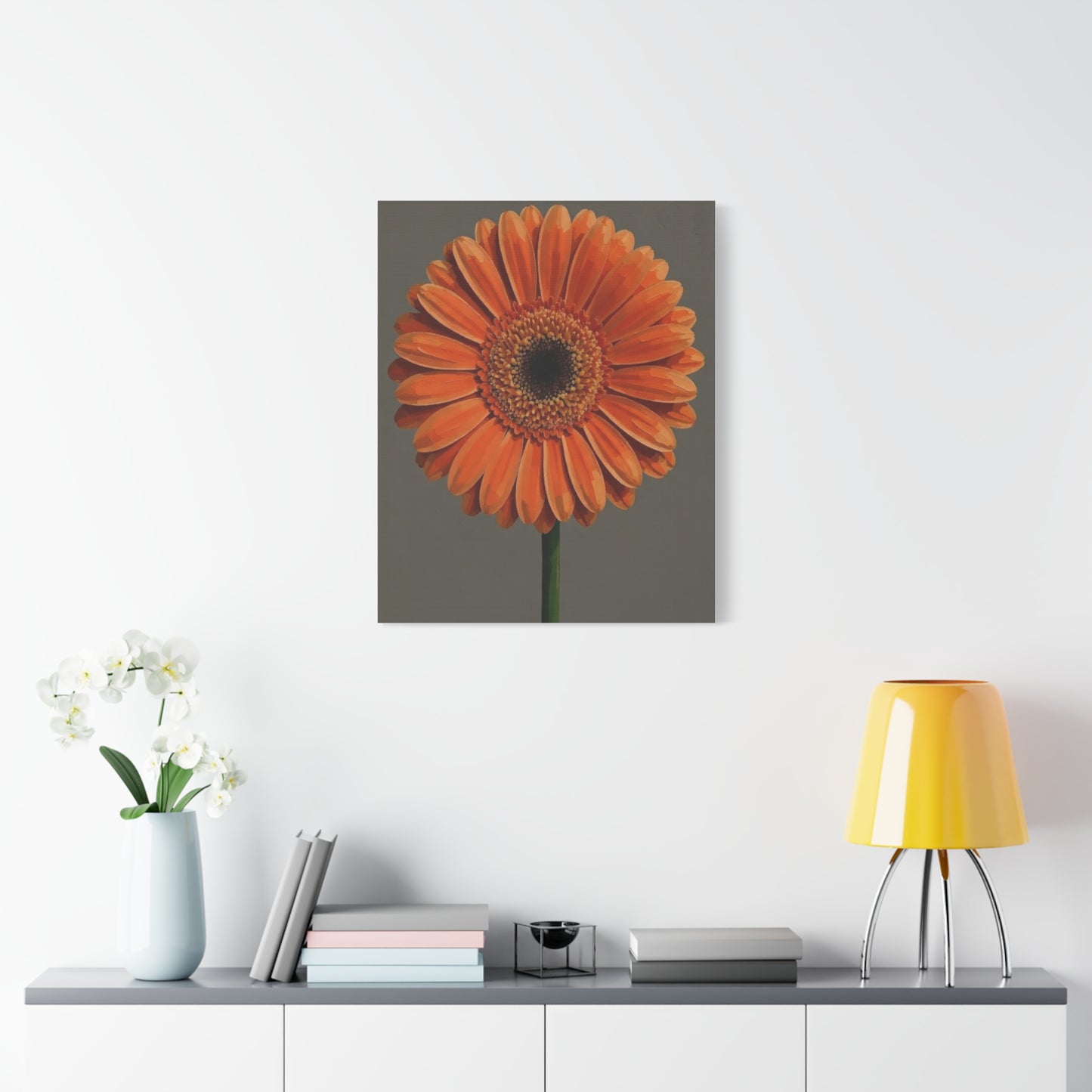 Orange Gerbera Flower Matte Canvas Print — Stretched Wall Art