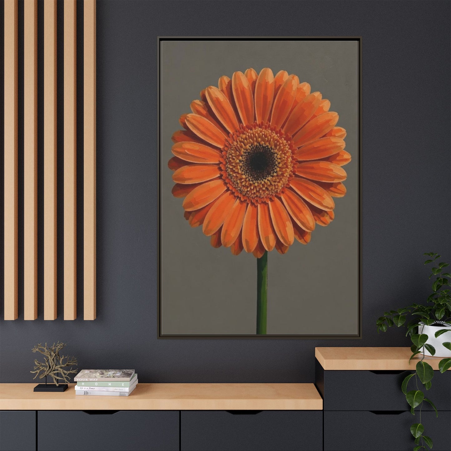 Orange Gerbera Daisy Matte Canvas Print (Framed)