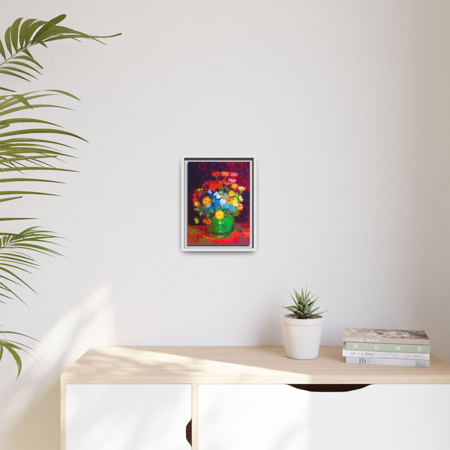 Framed Floral Canvas Print — Colorful Bouquet Wall Art