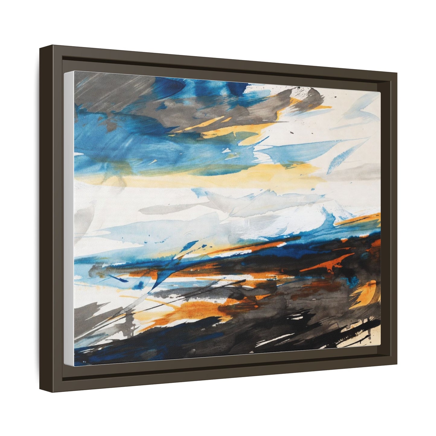 Abstract Coastal Waves Matte Canvas Framed Wall Art