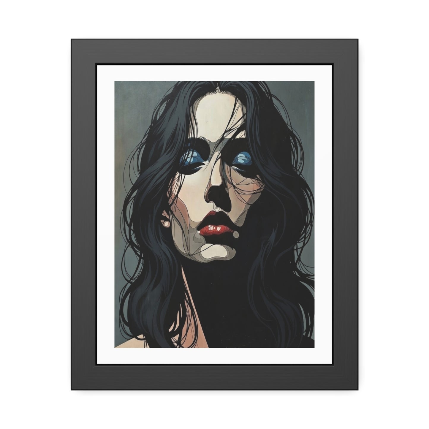 Framed Poster — Moody Portrait Art Print (Dark Feminine Wall Decor)