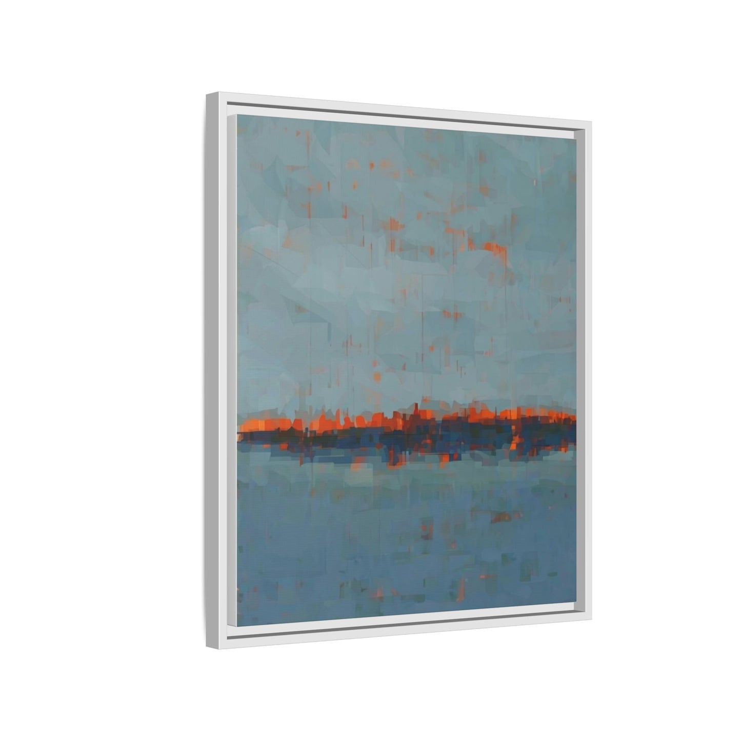 Framed Canvas Art — Teal & Orange Abstract Seascape
