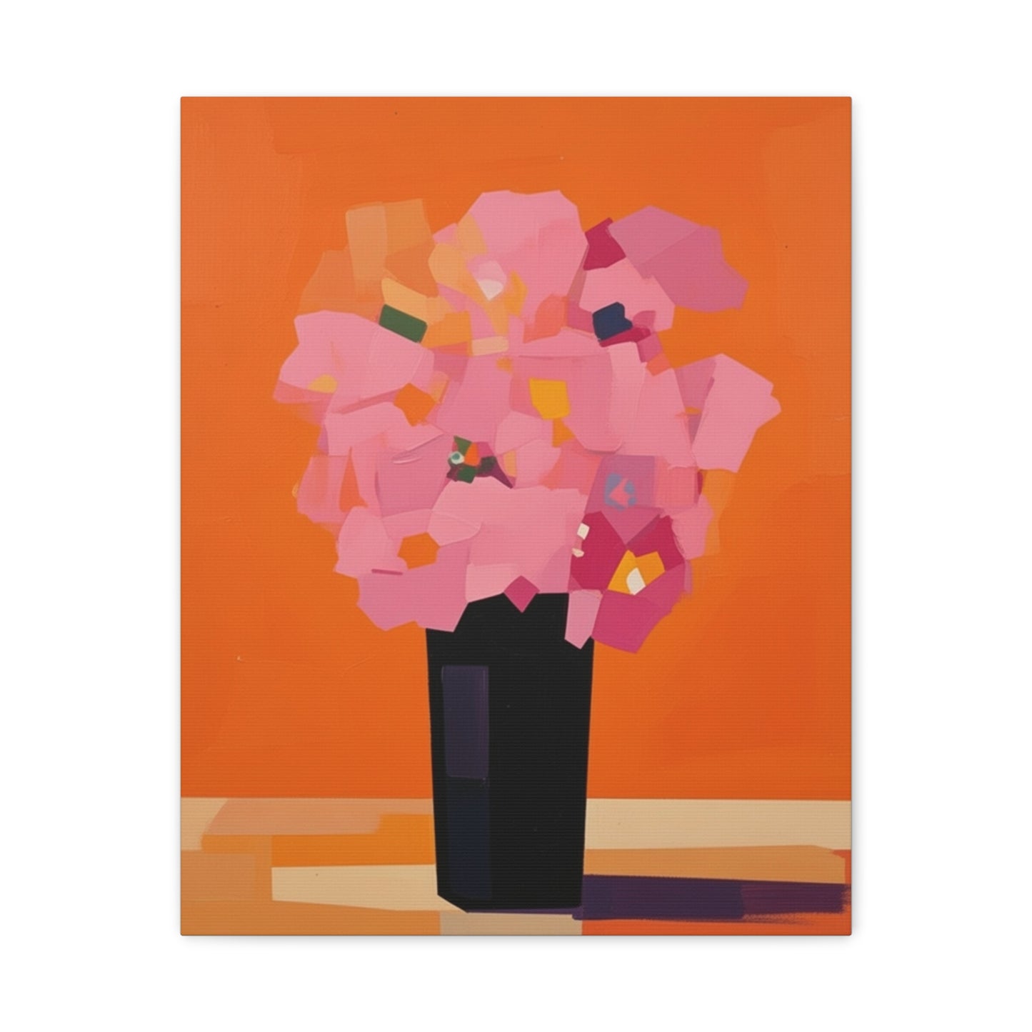 Modern Pink Flowers Canvas Print — Abstract Floral Wall Art