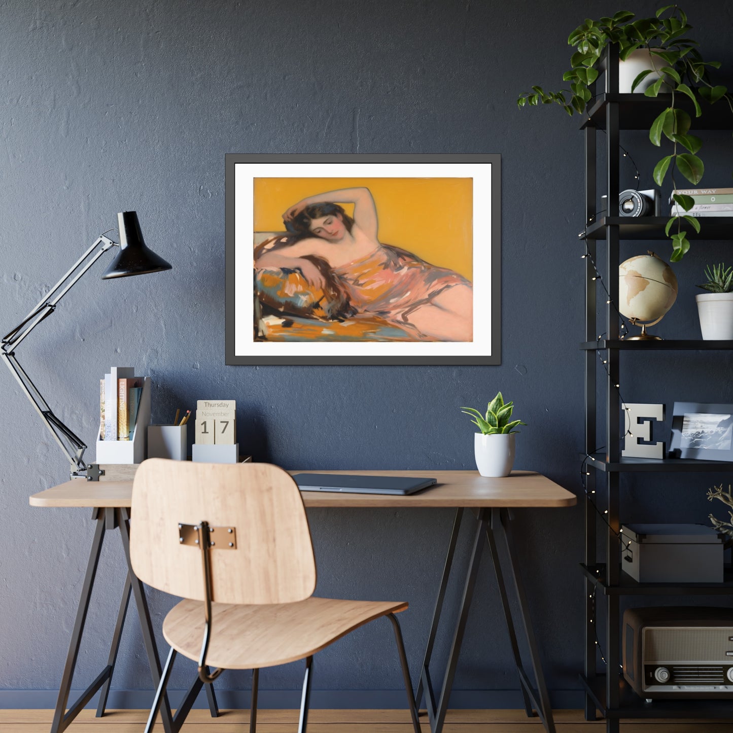 Framed Art Poster — Vintage Reclining Woman Print, Museum-Style Wall Art