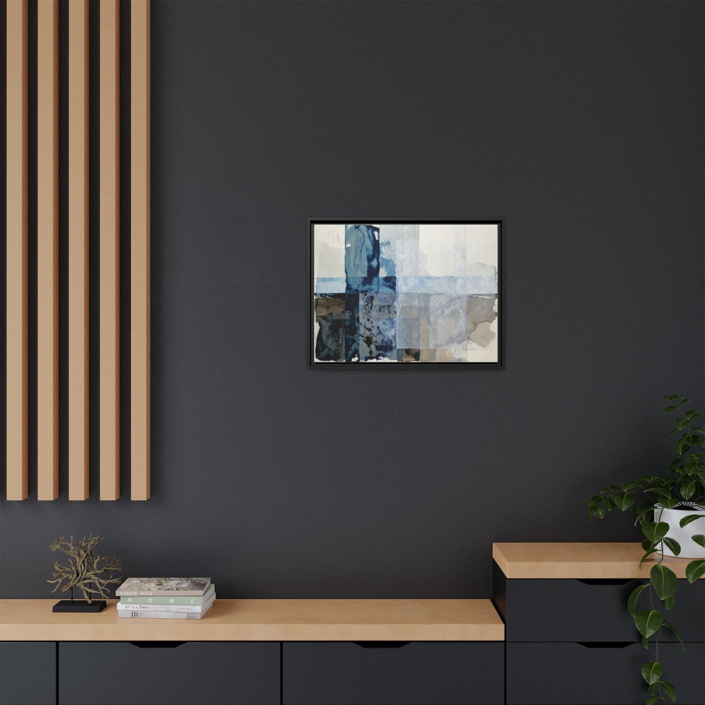 Abstract Coastal Blue Framed Canvas Art