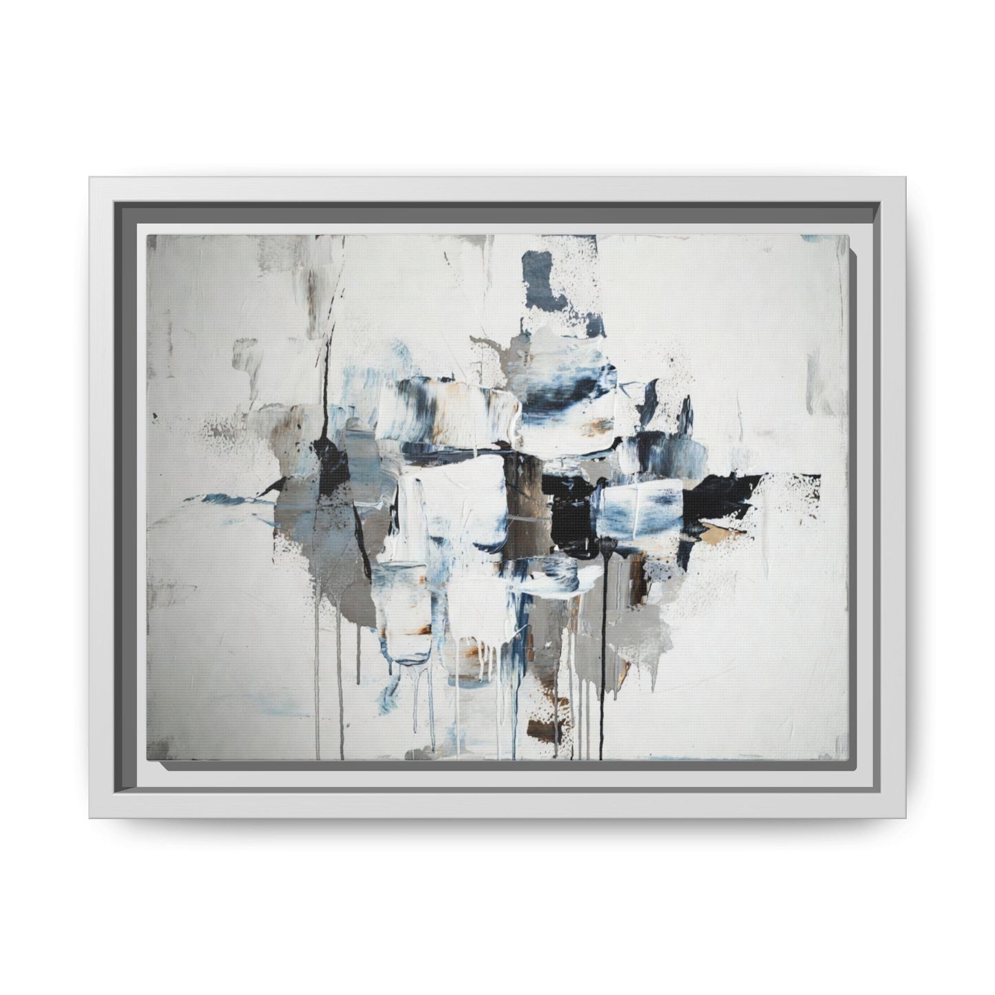 Framed Abstract Canvas Art — Blue Neutral Modern Wall Print