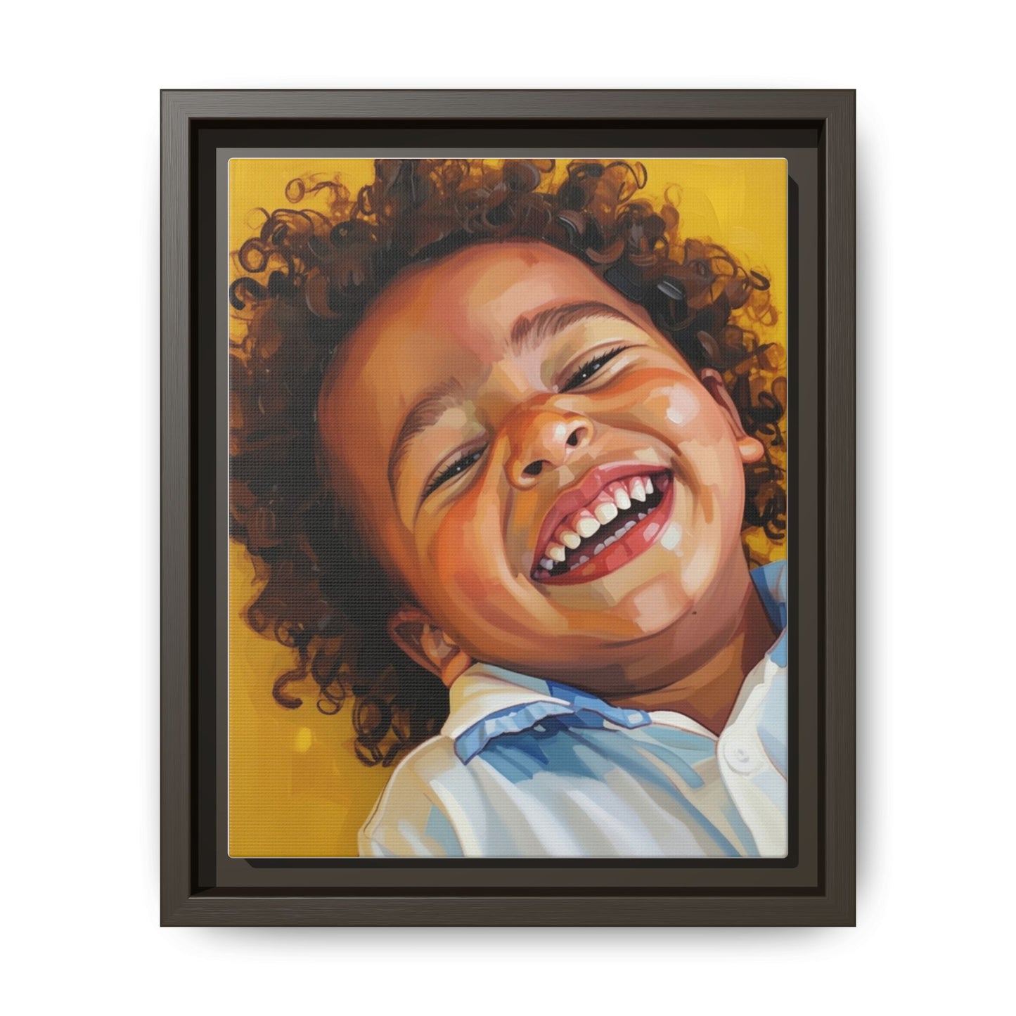 Framed Matte Canvas Print – Joyful Child Portrait, Colorful Nursery Wall Art