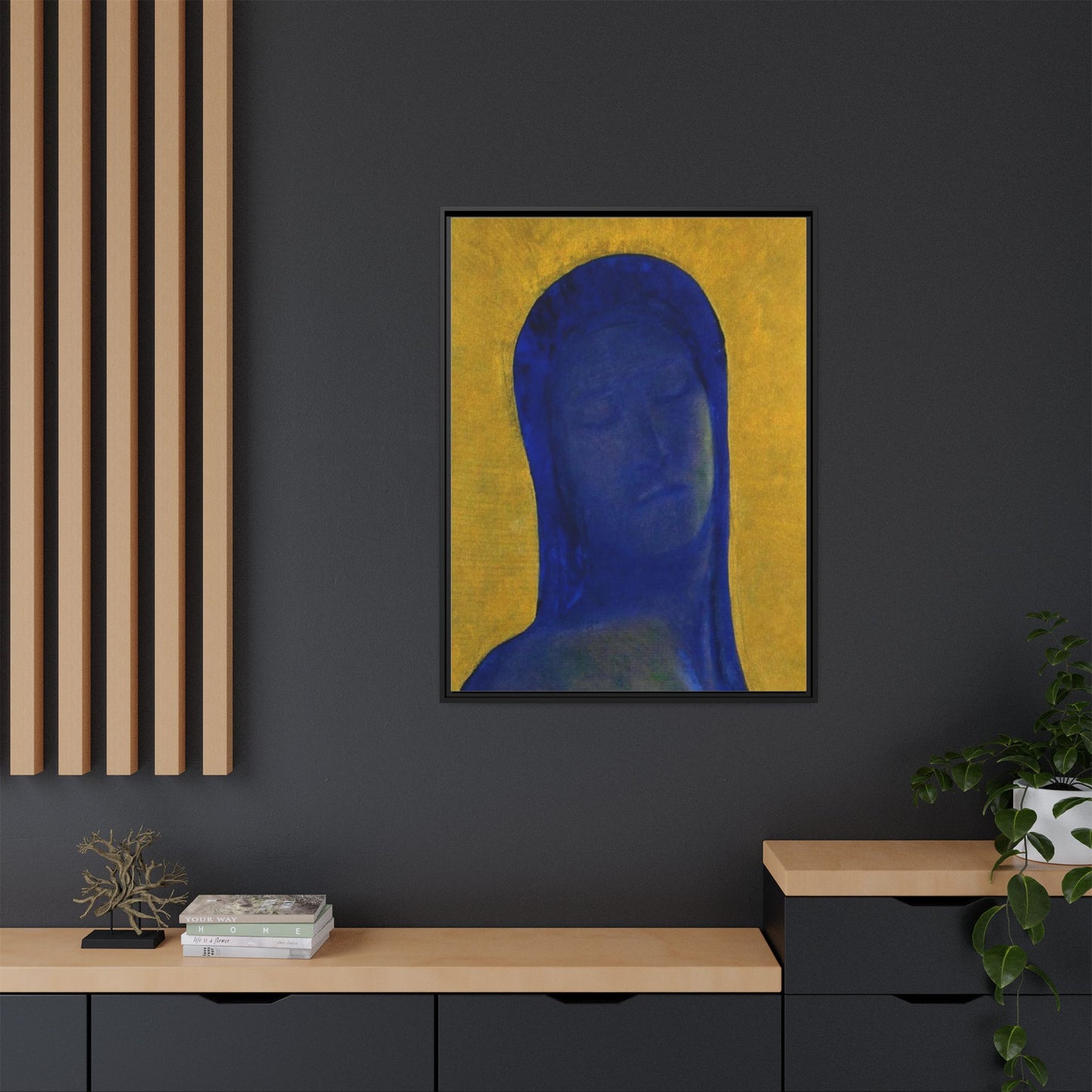 Closed Eyes by Odilon Redon Framed Matte Canvas Wall Art Print