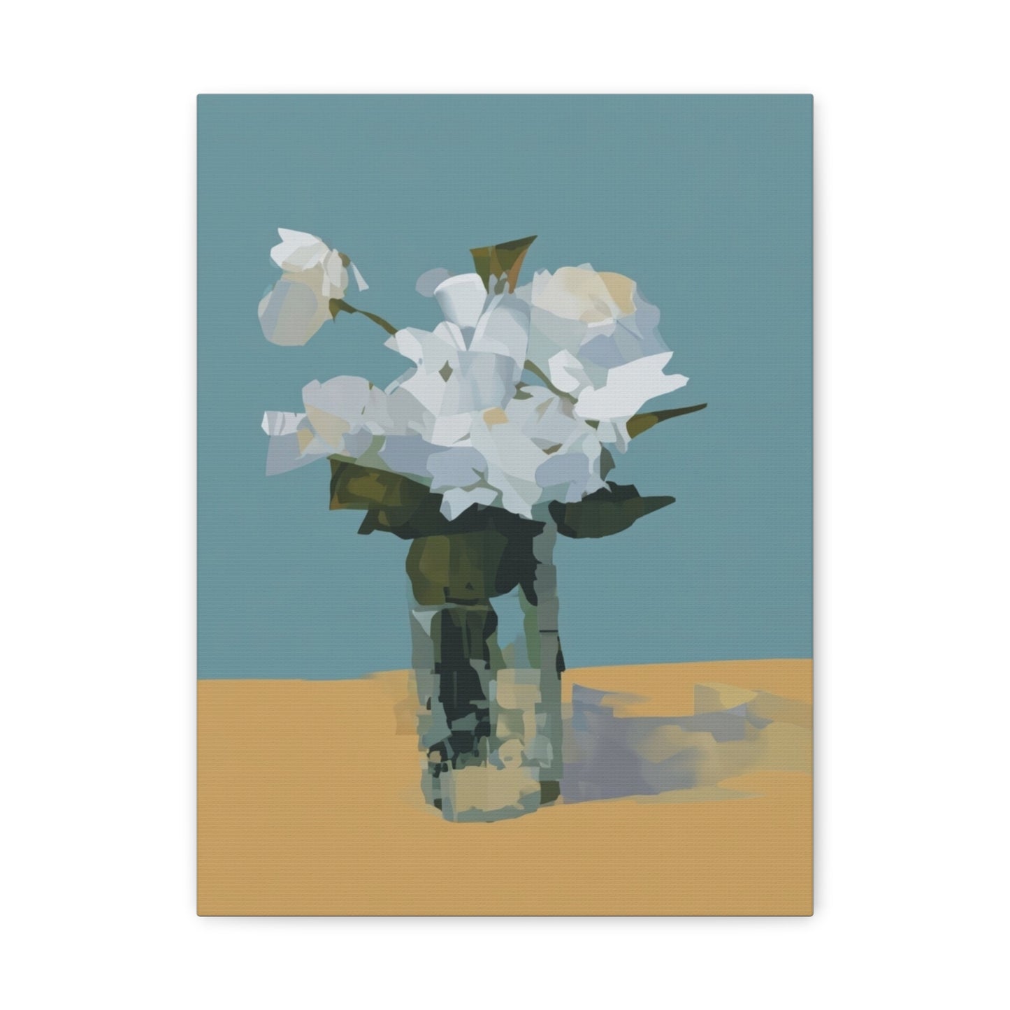 Abstract White Roses Canvas Art - Floral Vase Wall Decor