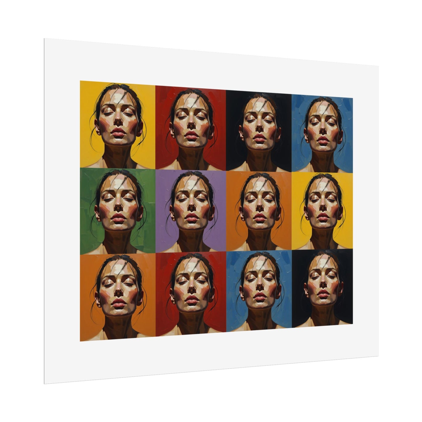 Rolled Poster — Pop Art Portrait Wall Print (Color Grid, 12-Panel)