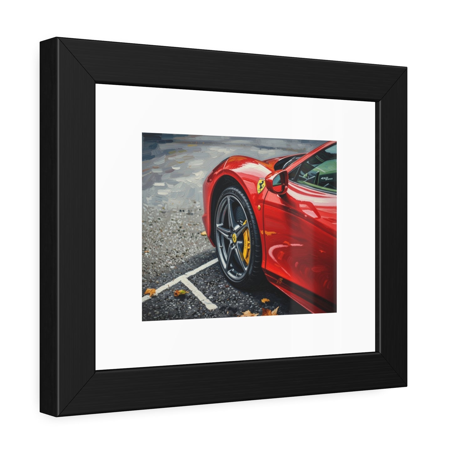 Framed Poster - Red Sports Car Photo, Modern Automotive Wall Art