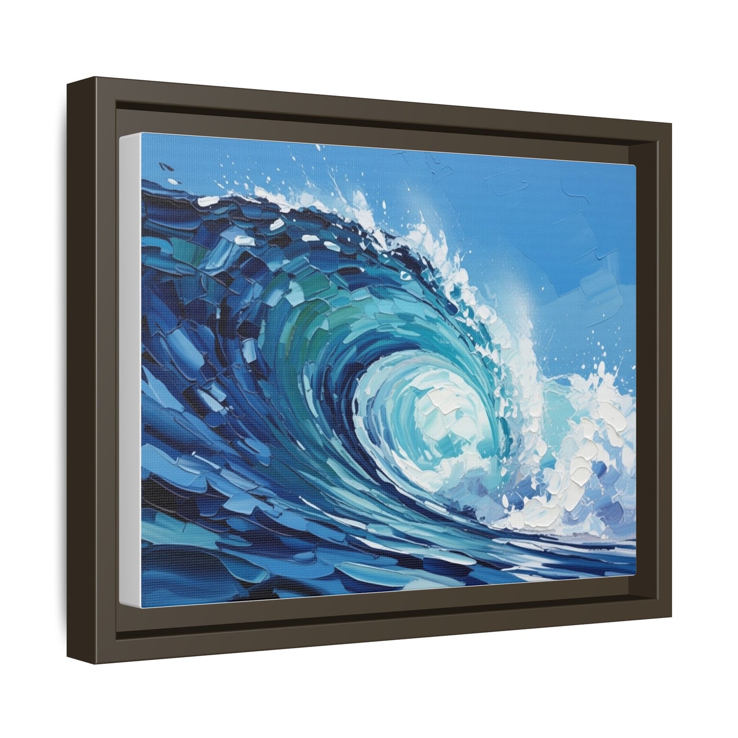 Framed Matte Canvas Wave Art — Blue Ocean Surf Wall Decor