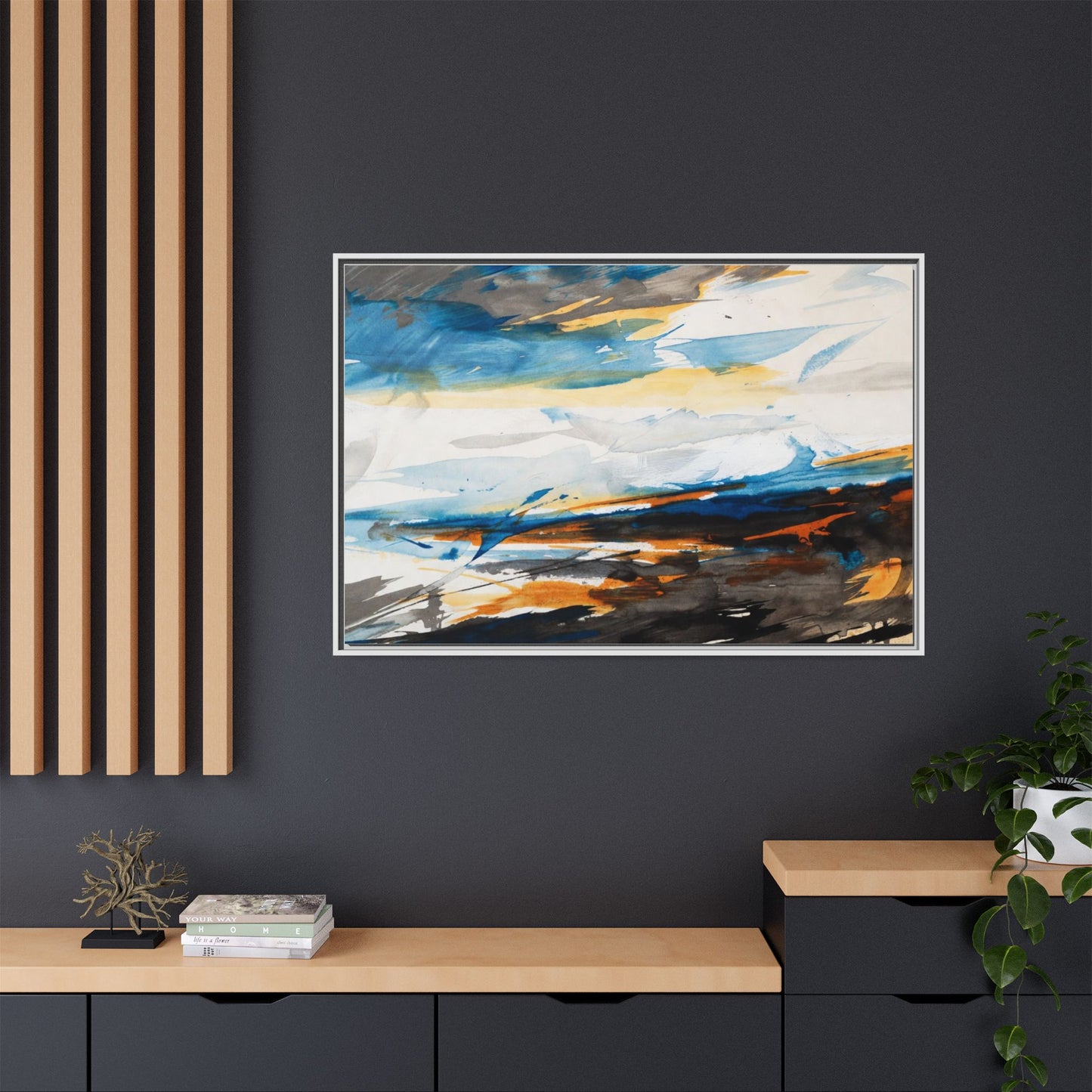 Abstract Coastal Waves Matte Canvas Framed Wall Art