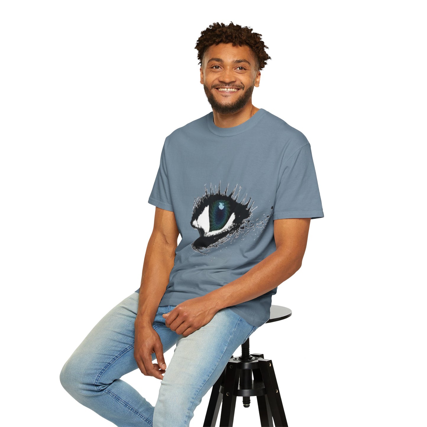 Eye Graphic T-Shirt — Blue Iris Grunge Art Tee