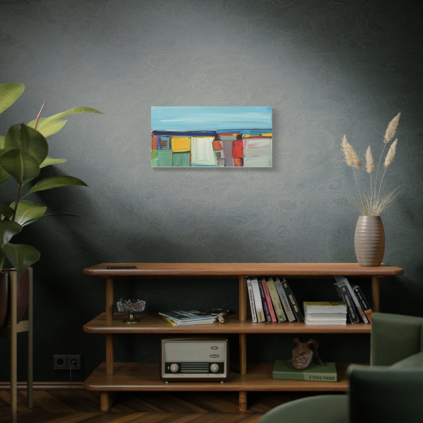 Abstract Coastal Landscape Canvas Print — Colorful Modern Seascape Wall Art
