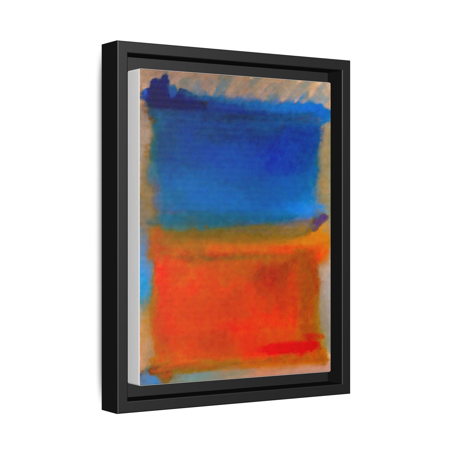 Abstract Color Block Matte Canvas Framed Wall Art — Blue & Orange Modern Painting