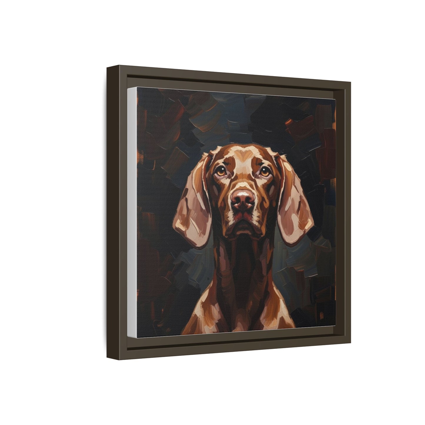 Framed Matte Canvas Dog Portrait – Brown Vizsla Wall Art