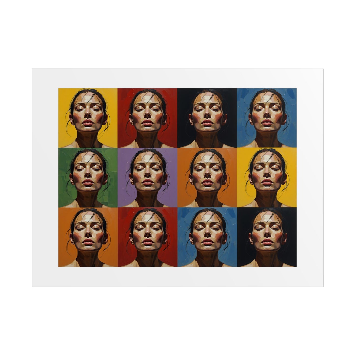 Rolled Poster — Pop Art Portrait Wall Print (Color Grid, 12-Panel)