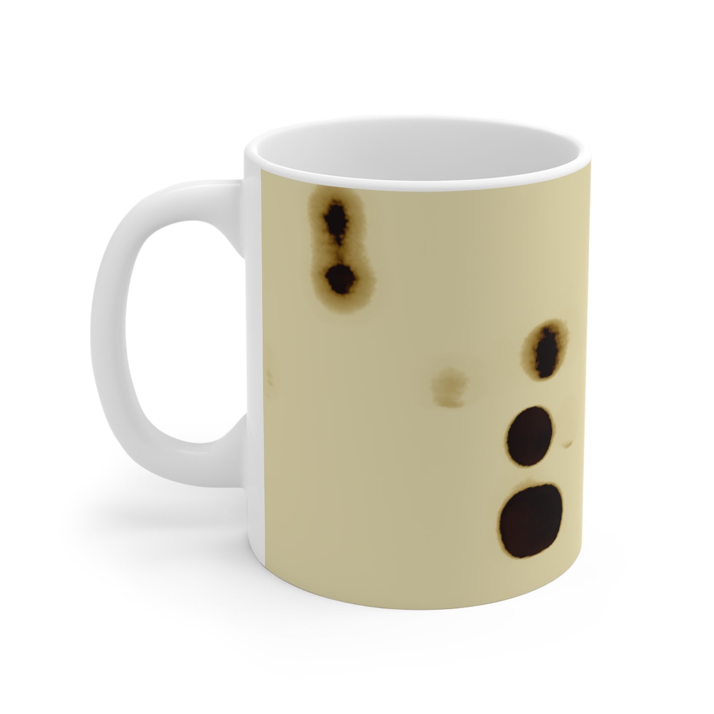 Coffee Stain Pattern Mug — Minimal Brown Splotch Ceramic Coffee Cup