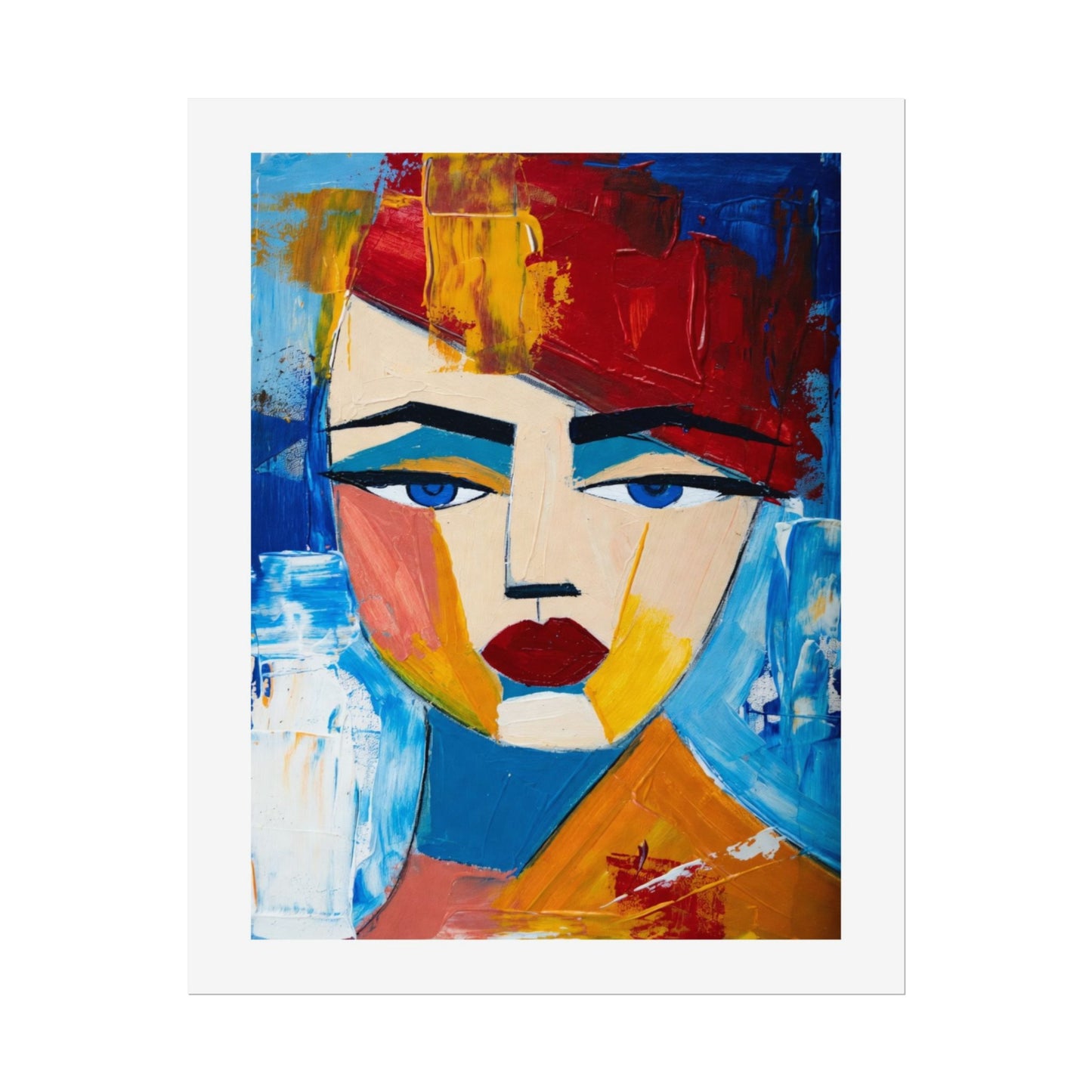 Abstract Colorful Face Poster - Modern Expressionist Rolled Art Print