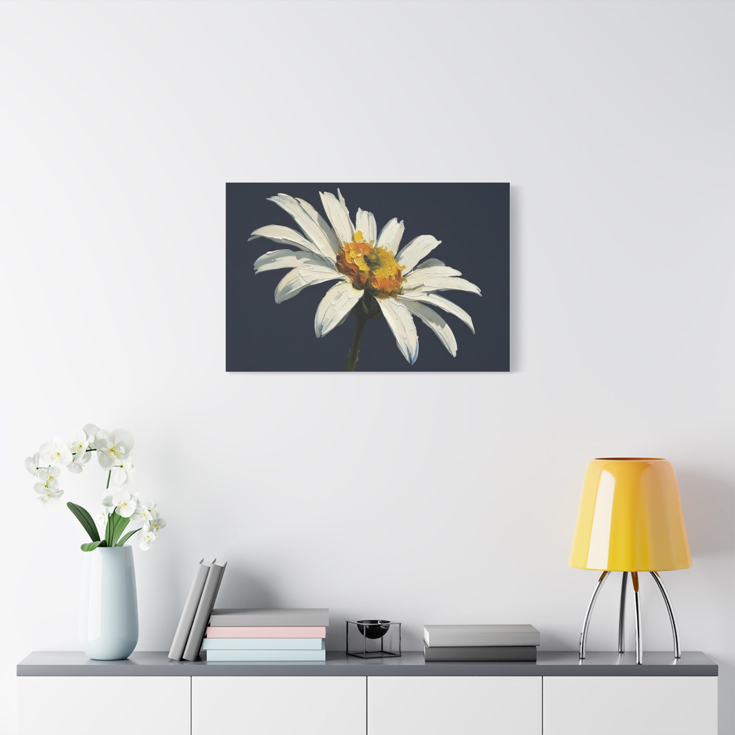Daisy Oil-Paint Canvas Wall Art — Stretched Matte Floral Print
