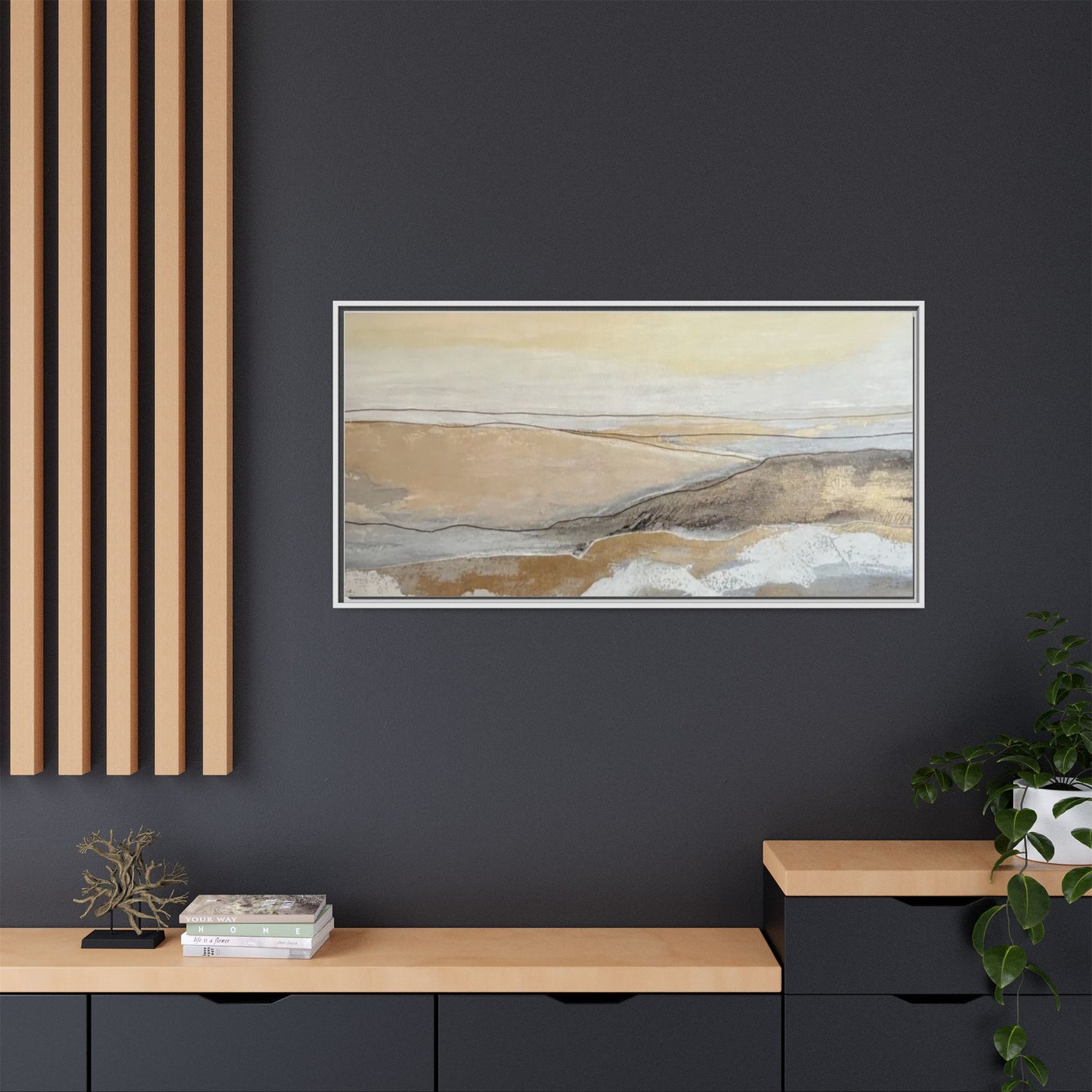 Framed Abstract Coastal Landscape Matte Canvas Wall Art