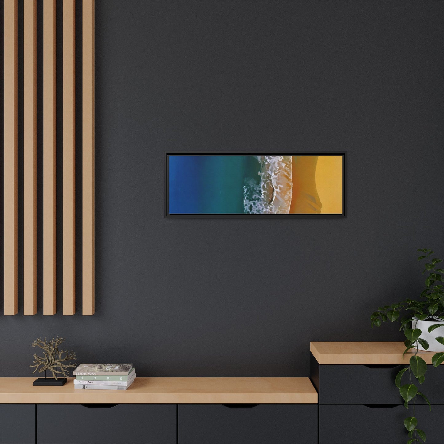 Framed Matte Canvas Seascape Print – Coastal Waves Wall Art