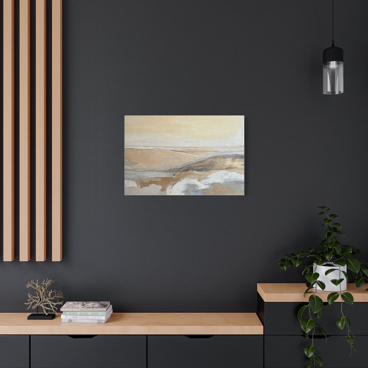 Abstract Coastal Landscape Canvas — Neutral Seascape Matte Stretched Wall Art