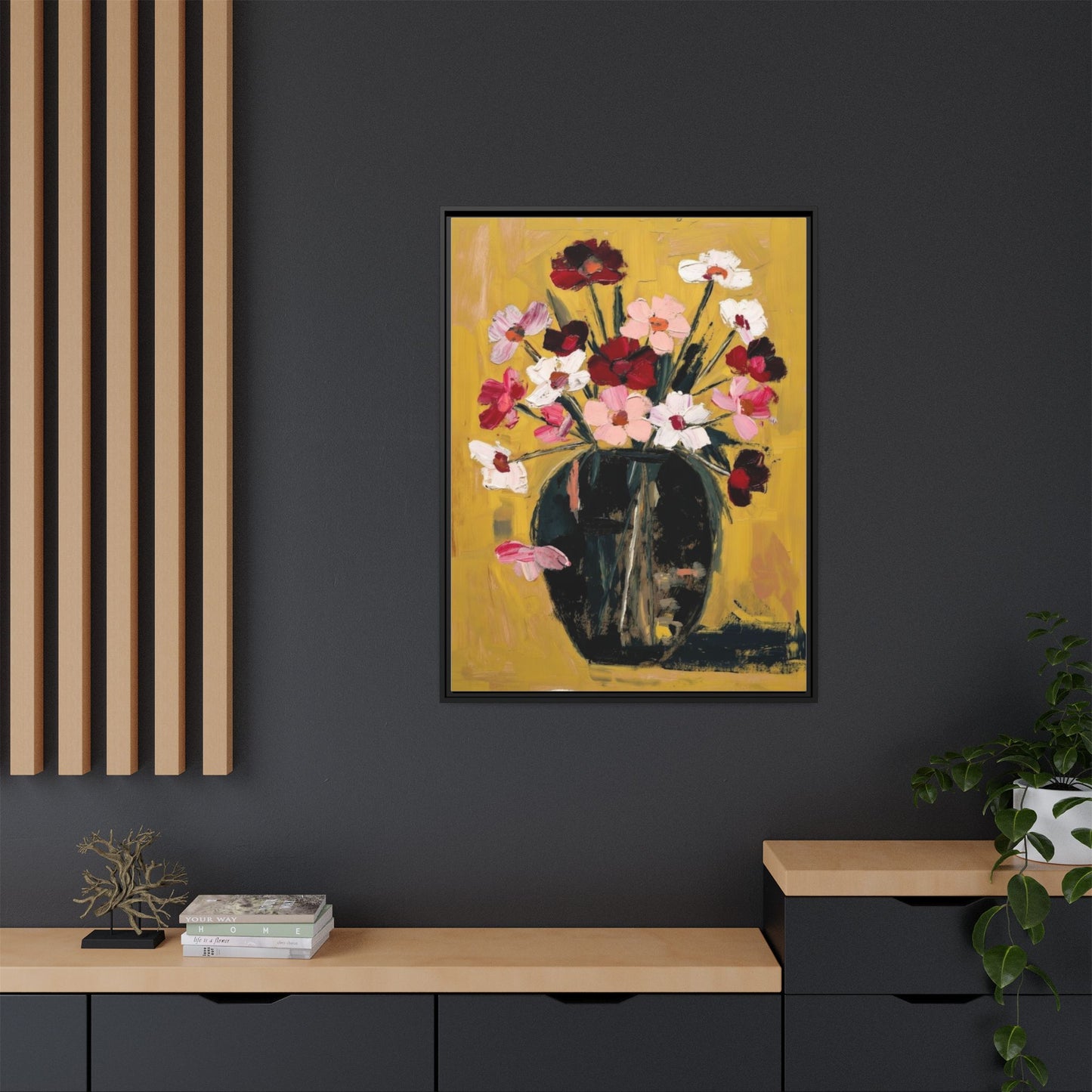 Framed Matte Canvas Floral Still Life Wall Art