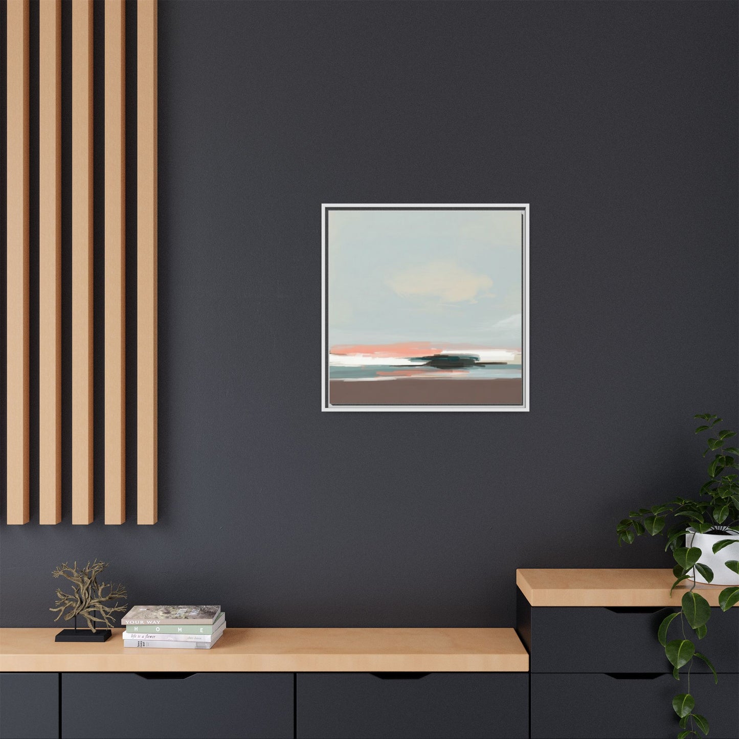 Framed Matte Canvas Print — Soft Coastal Abstract Landscape